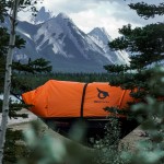 Orange hybrid tent-hammock for 2
