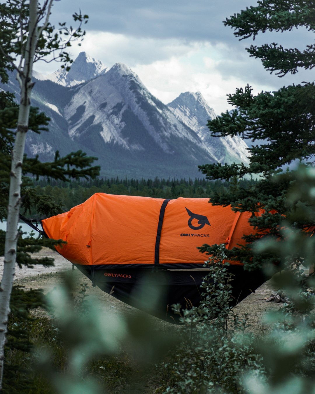Orange hybrid tent-hammock for 2