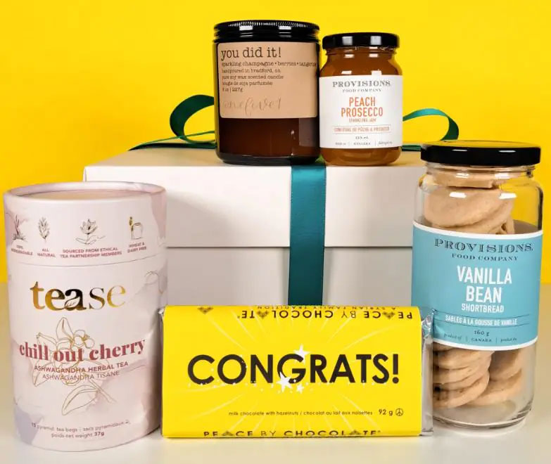 This Congrats Box is full of nice Canadian products who makes good housewarming gift ideas