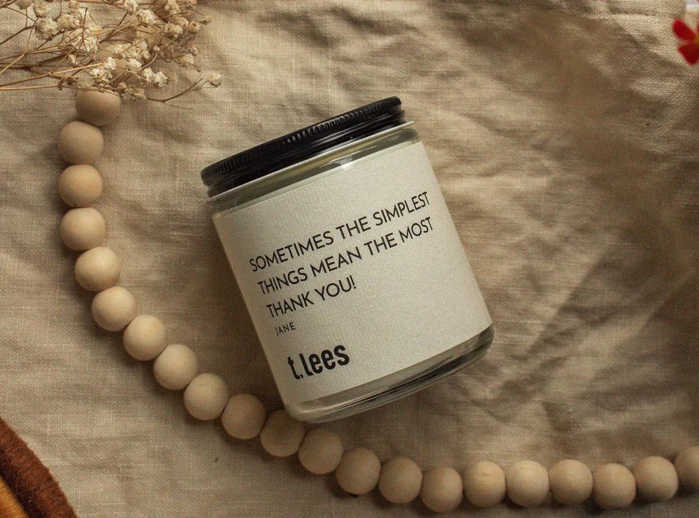 personalized candle with the message or your choice