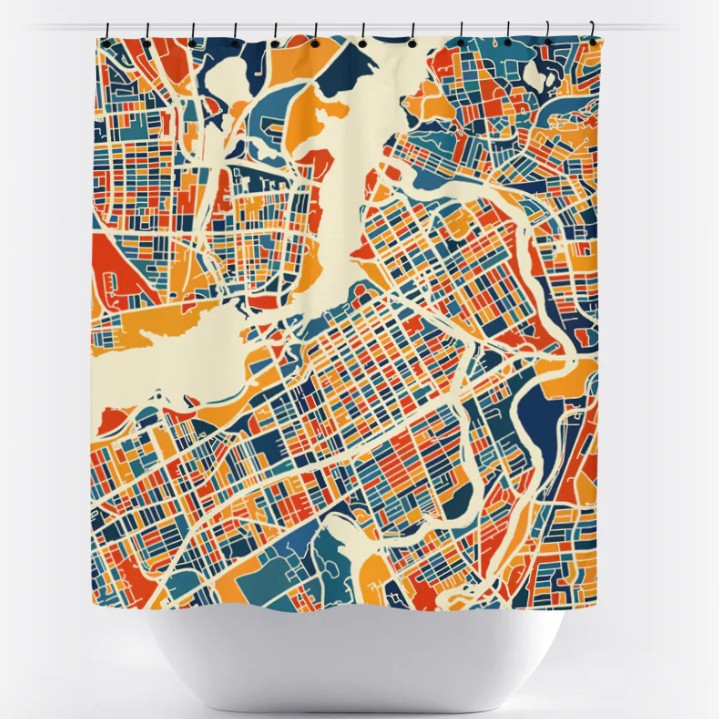 Map shower curtain