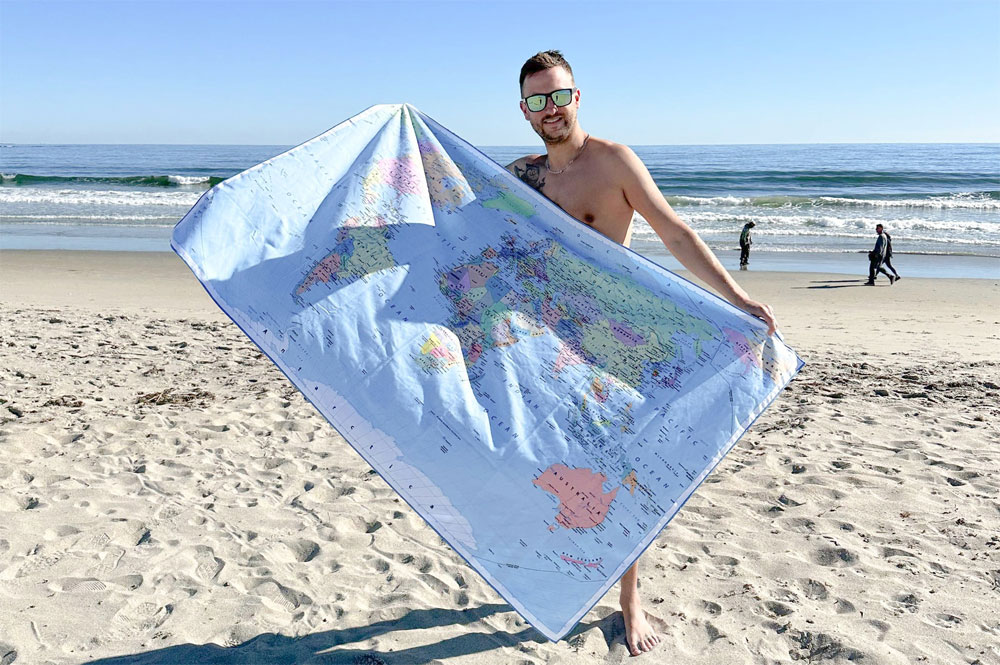World map microfiber towel
