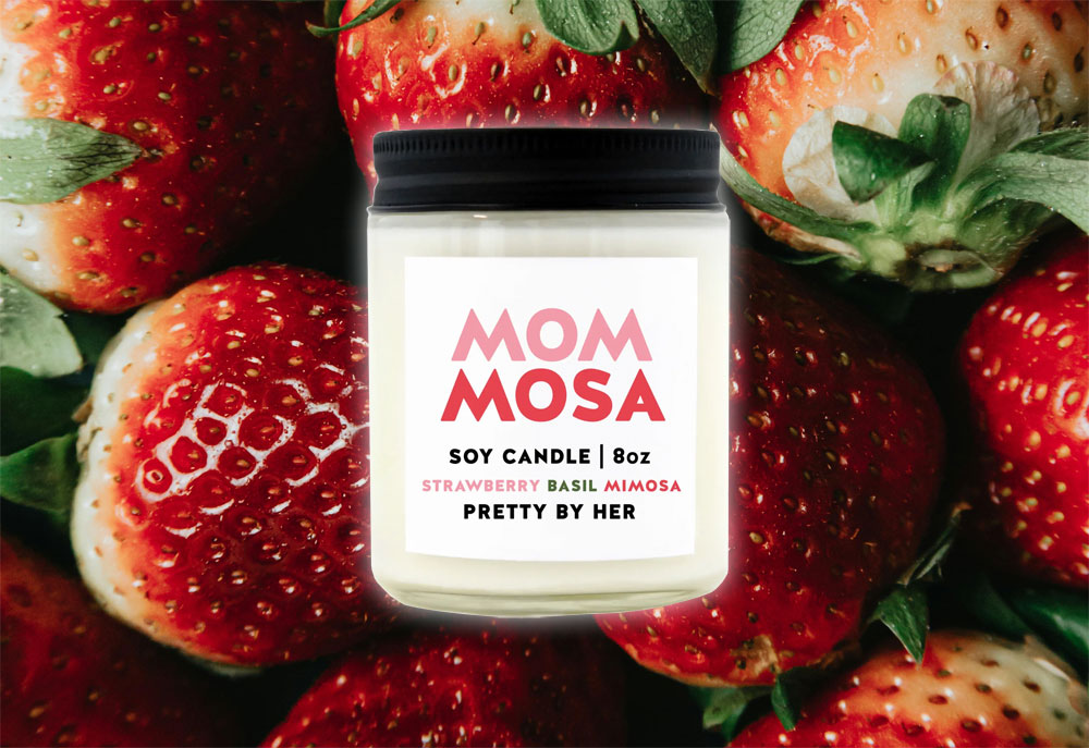 Strawberry and basil mimosa candle for your mom as a Mother's Day gift