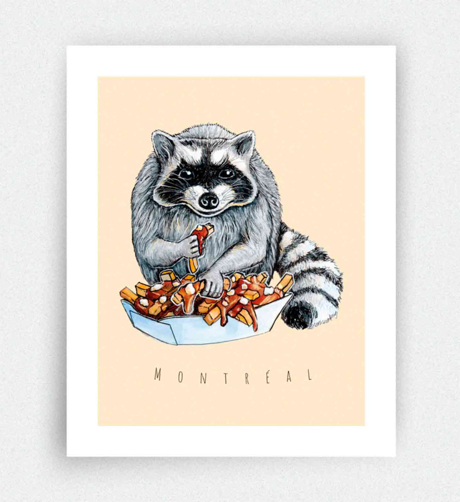 Montreal Print – Racoon & Poutine