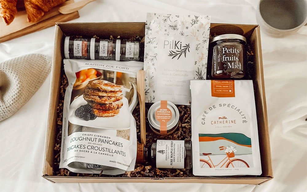 Ultimate brunch box full of Canadian products that makes good retirement gift ideas