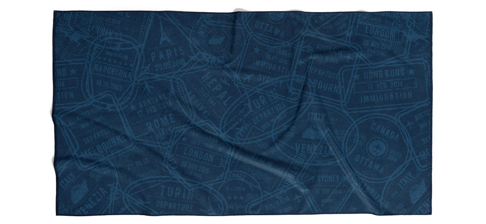 Microfiber towel world map with stamps