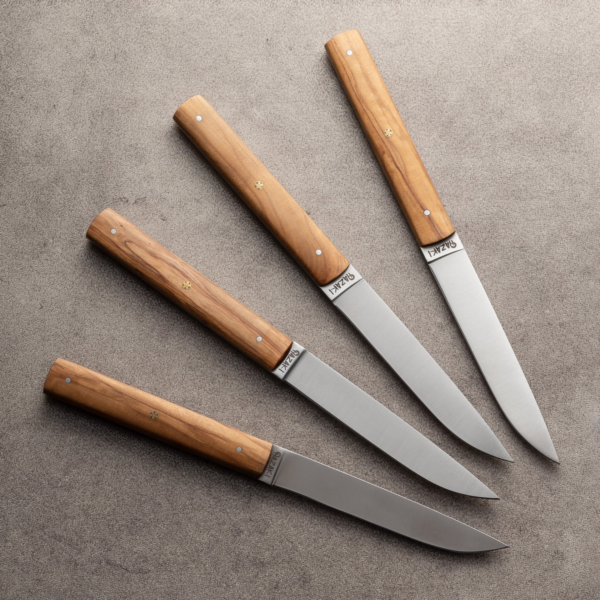 Hazaki Olivewood Japanese Steak Knife Kit